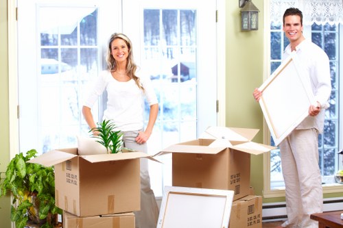 Packed boxes and furniture ready for a Norbury house move